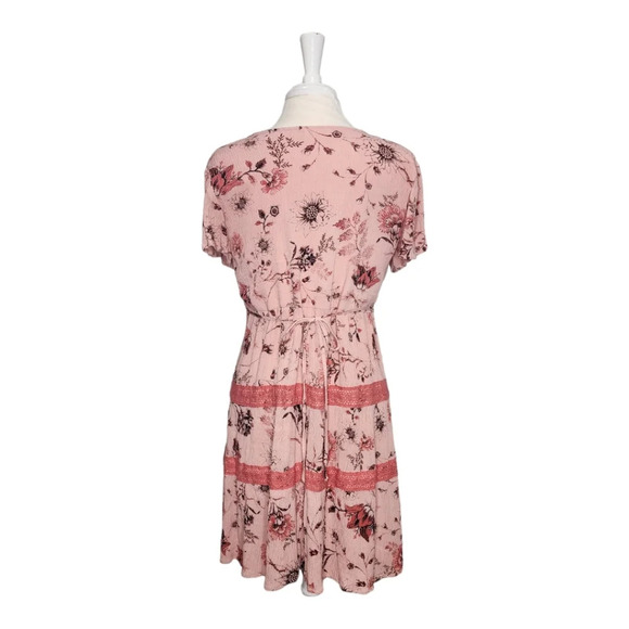 Maurices Pink Floral Lace Trim Baby doll Dress Size M - Picture 5 of 11